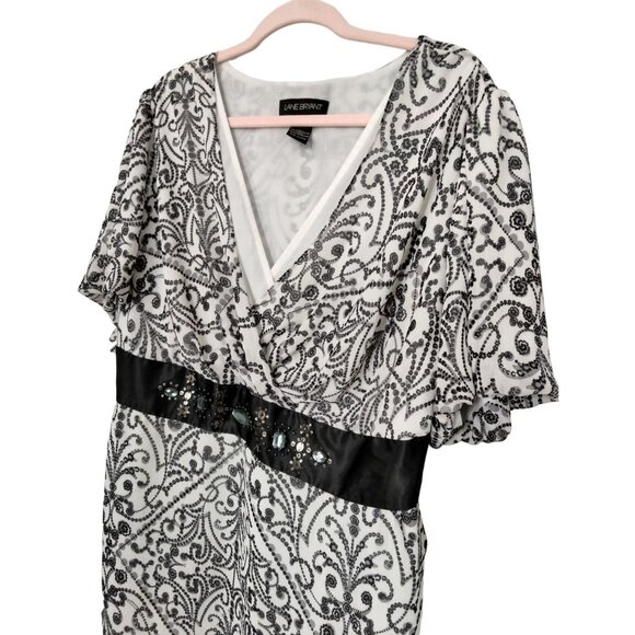 Lane Bryant Plus Size 18/20 Top Wrap Style Printed Embellished Waistband - Picture 3 of 7